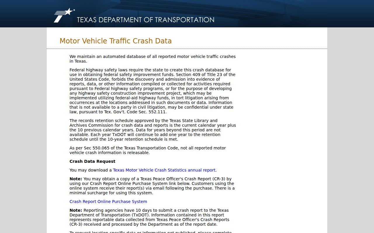 TxDOT crash report request related to Lynn County arrest records